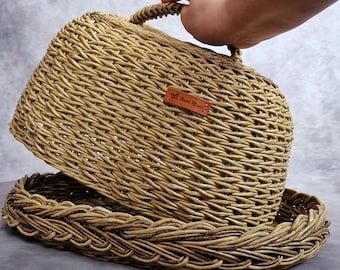 Caixa de pão de vime com tampa, Cesta de pão grande, Bandeja de pão e padaria, Decoração de cozinha de fazenda, Presente de inauguração de casa