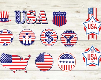 12 x USA Flag Files, vector Instant Digital Download (SVG, PNG, eps Download)