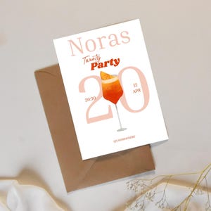Invitation d'anniversaire Aperol Spritz | Format A6 imprimable | Motif fête d'été