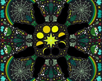 The Bioluminescent Black Cats Print | 8x10