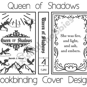 Queen of Shadows Bookbinding Cover Design | PNG Files | Digital Download
