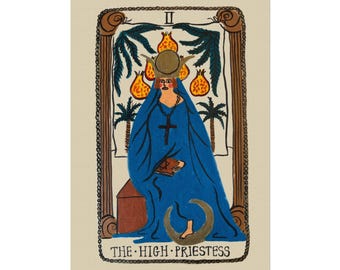 High Priestess Tarot Art Print: Tabby Booth Folk Art