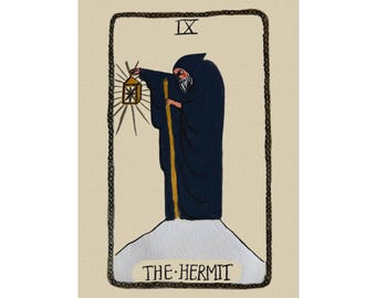 The Hermit Tarot Art Print: Fine Art Tabby Booth Illustration