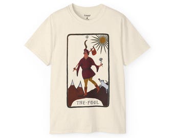 Camiseta de Tarot de El Loco: Ilustración de arte popular, camiseta unisex de algodón