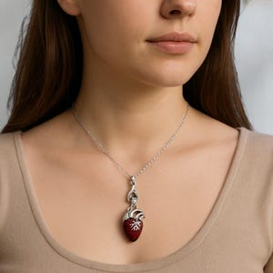 Red Handcrafted Heart Necklace | Unique Drip Glue Pendant | Valentine&#39;s Day Gift for Her | Handmade Heart Jewelry | Romantic Gift Idea