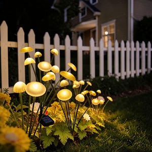 Solar Mushroom Garden Lights, Waterproof LED Pathway Yard Decor, Fairy Garden Accent