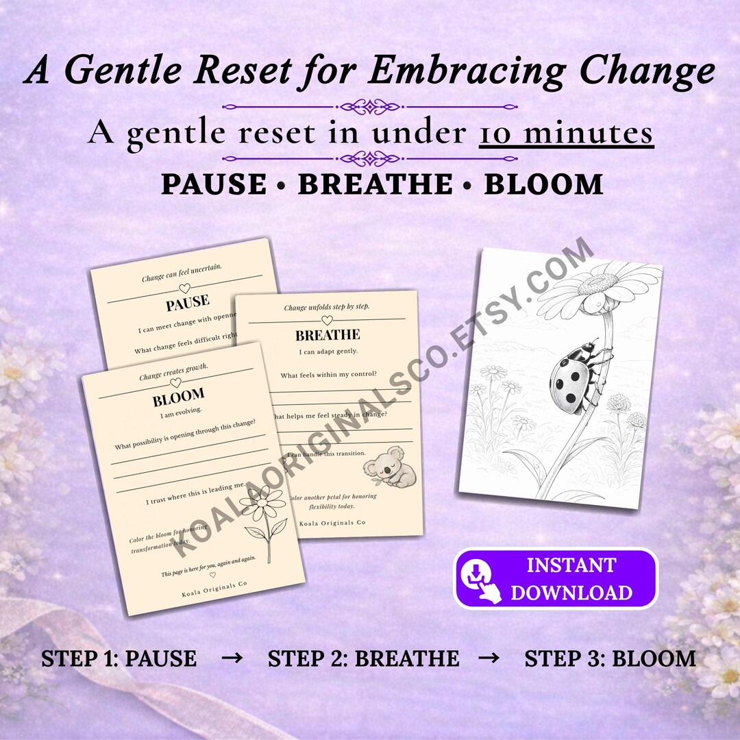 Life Transitions Worksheet.pdf A Gentle Reset for Embracing Change – Pause Breathe Bloom | Self Growth ...