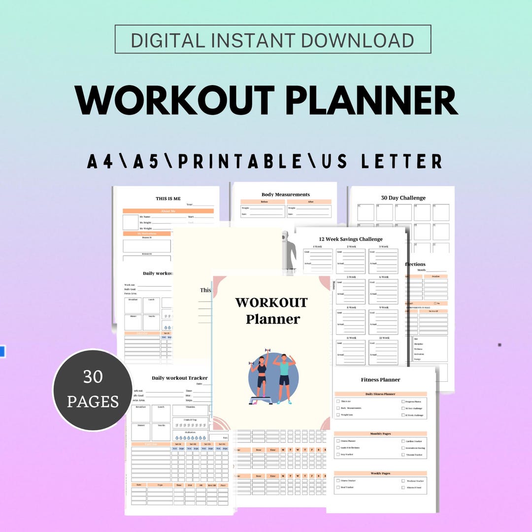 Digital Workout Planner | Fitness Tracker, Daily Exercise Log, Workout ...