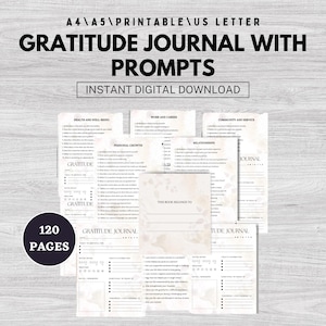 Gratitude Journal with Prompts | Printable Digital Planner | Mindfulness, Self-Care, Daily Reflection, Personal Growth, Positive Living