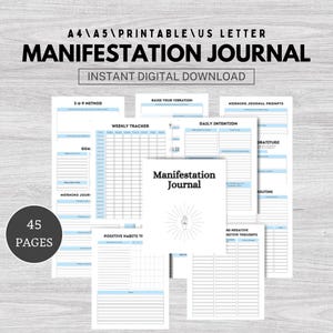 Editable Manifestation Journal, Self-Care Planner  Gratitude Workbook, Digital Life Planner PDF, Affirmation & Intention Journal Template