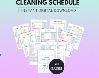 Planificador digital de limpieza / Lista de verificación imprimible para la limpieza del hogar / Organizador semanal y mensual / Rastreador de tareas domésticas y cuadro de tareas