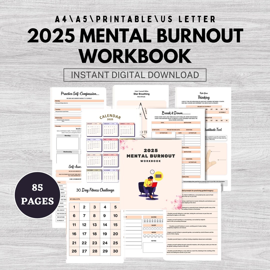 2025 Mental Burnout Workbook | Digital Self-care Planner, Printable ...