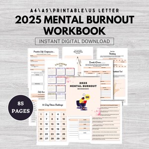 2025 Mental Burnout Workbook | Digital Self-Care Planner, Printable Wellness Journal, Stress Relief Workbook, Personal Growth PDF