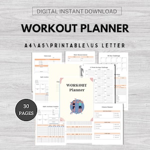 Digital Workout Planner | Fitness Tracker, Daily Exercise Log, Workout Schedule, Printable Fitness Planner, Health Goals, Workout Journal