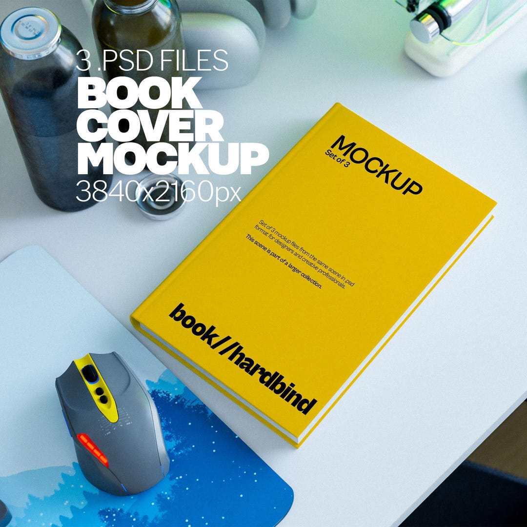 Binded Up Binded Book Cover Mockup Bundle Staged on a White Table for Book ...