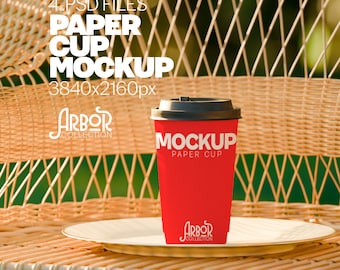 Papierkaffeetasse Mockup Bundle: Realistische To-Go Cup PSD Vorlagen (4K)