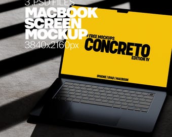 MacBook Air Mockup Bundle: 4K Concrete Scene PSD Mockups