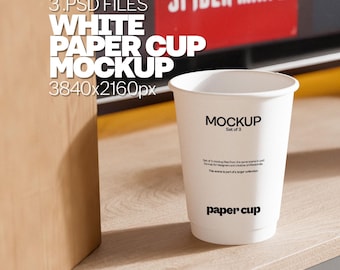 Kaffee Pappbecher Mockup Bundle für Lebensmittel und Getränke Branding Mockups - 3 psd Mock-up Dateien