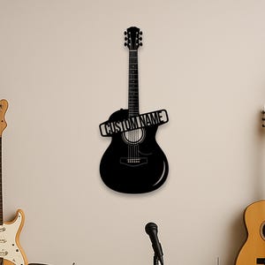 Personalized Guitar Metal Sign, Custom Guitar Wall Art for Music Room, Guitar Studio Sign, Guitarist Name Sign, Band Room Decor, Music Lover