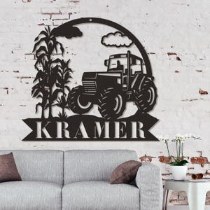 Custom Tractor Driver Metal Wall Art LED Light, Personalized Farm Tractor Name Sign, Custom Farm Sign, Home Decor, Truck Decor, Farmer Gift