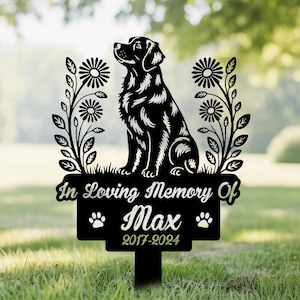 Letrero de jardín personalizado para Golden Retriever, estaca conmemorativa personalizada para perro, lápida para perro, estaca metálica para la pérdida de un perro, estaca conmemorativa
