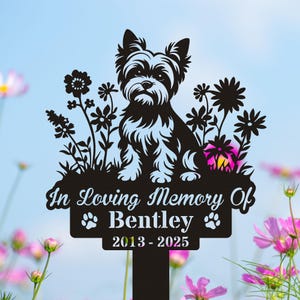 Personalized Yorkie Dog Memorial Stake, Dog Grave Marker, Yorkie Garden Sign, Dog Metal Stake, Dog Garden Sign, Dog Loss, Remembrance Stake