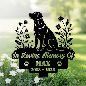 Personalized Dog Memorial Stake, Dog Grave Marker, Labrador Retriever Garden Sign, Dog Loss Metal, Remembrance Stake, Sympathy Sign