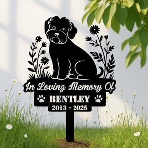 Custom Bichon Frise Memorial Stake, Bichon Frise Garden Decor, Dog Garden Sign, Dog Metal Stake, Remembrance Stake, Sympathy Dog Loss Gift