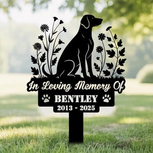 Estaca conmemorativa personalizada para perro, lápida para perro, letrero de jardín para perro Brittany, estaca metálica para la pérdida de un perro, amantes de los perros Brittany, estaca conmemorativa