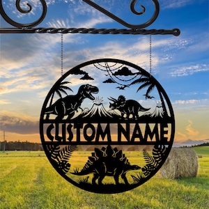 Personalized Dinosaur Metal Wall Art Led Lights, Dinosaur Kids Name Sign, Custom Trex Dino Home Decor, Birthday Boy Gifts, Name Boy Led Sign