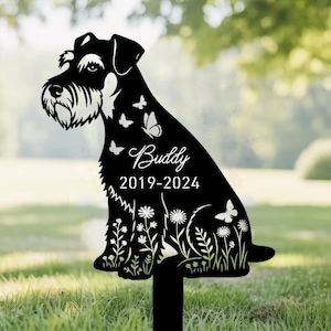 Personalized Dog Memorial Stake, Dog Grave Marker, Schnauzer Dog Garden Sign, Dog Loss Metal Stake, Dog Garden Sign, Remembrance Stake