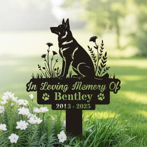 Custom German Shepherd Memorial Stake, German Shepherd Garden Decor, Dog Grave Marker, German Shepherd Dog Garden Sign, Dog Loss Metal Stake