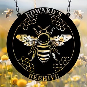 Personalized Bee Hive Metal Sign, Honey Bee Metal Wall Art, Bee Wall Decor, Honey Bee Hive Sign, Bee Hive Garden, Bee Keeper Gift