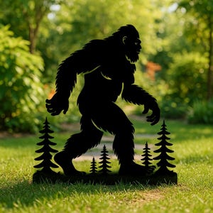 Big Foot Metallpfahl, Sasquatch Schild mit Einsätzen, Big Foot Gartenschild, Big Foot Yard Art, Sasquatch Gartenschild, Lustiges Schild für den Außenbereich