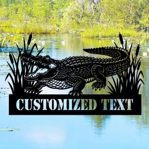 Personalisierte Alligator Metallschild, benutzerdefinierte Krokodil Namensschild Wohnkultur, Alligator Namensplakette, Alligator Zeichen, Geschenk für Sumpftierliebhaber
