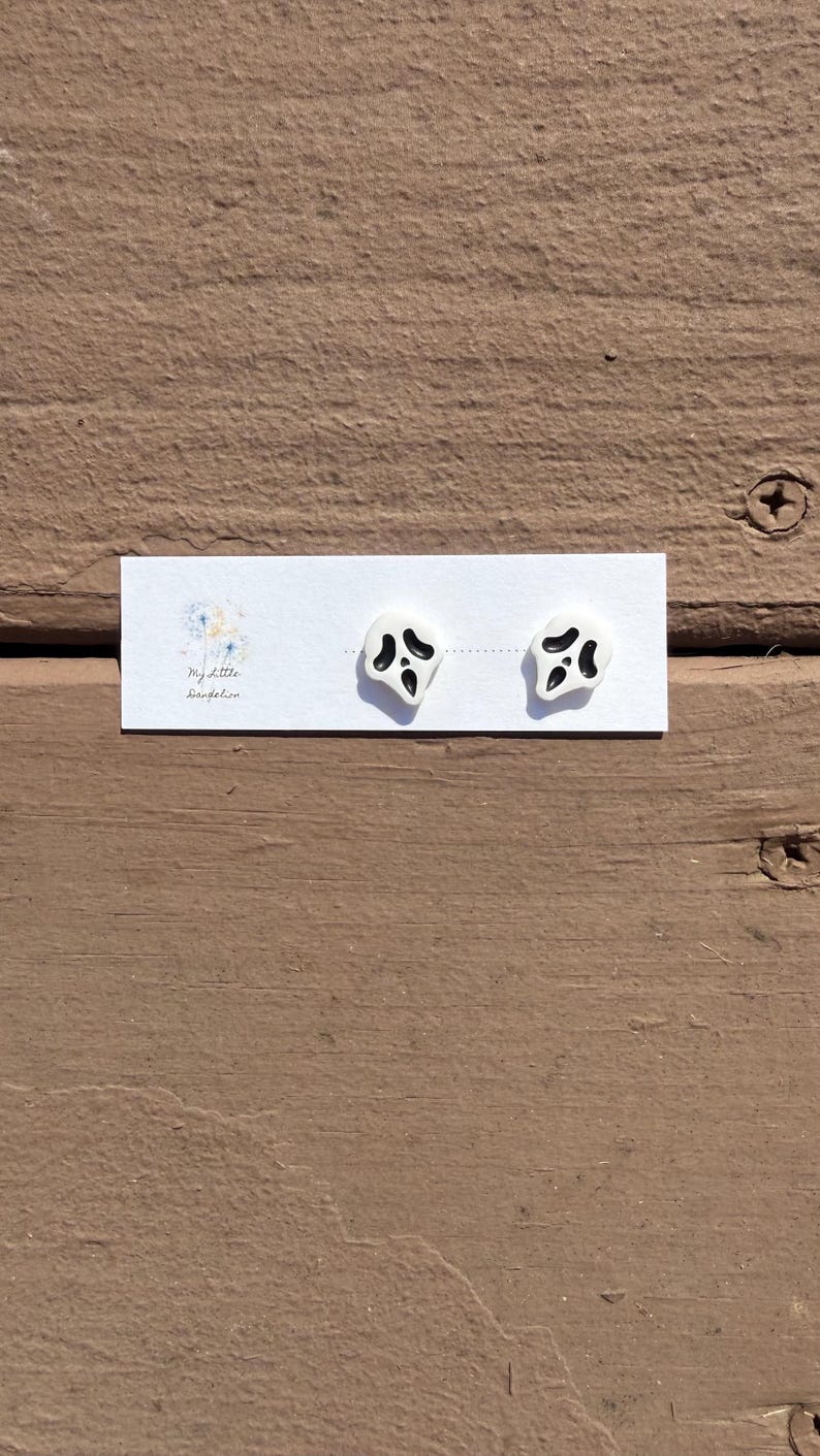 Halloween Clay Stud Earrings: Polymer Clay Spooky Jewelry scream face