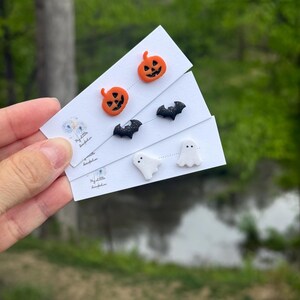 Halloween Clay Stud Earrings: Polymer Clay Spooky Jewelry image 6
