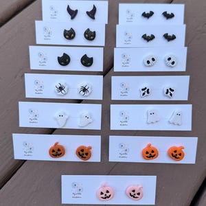Halloween Clay Stud Earrings: Polymer Clay Spooky Jewelry image 8