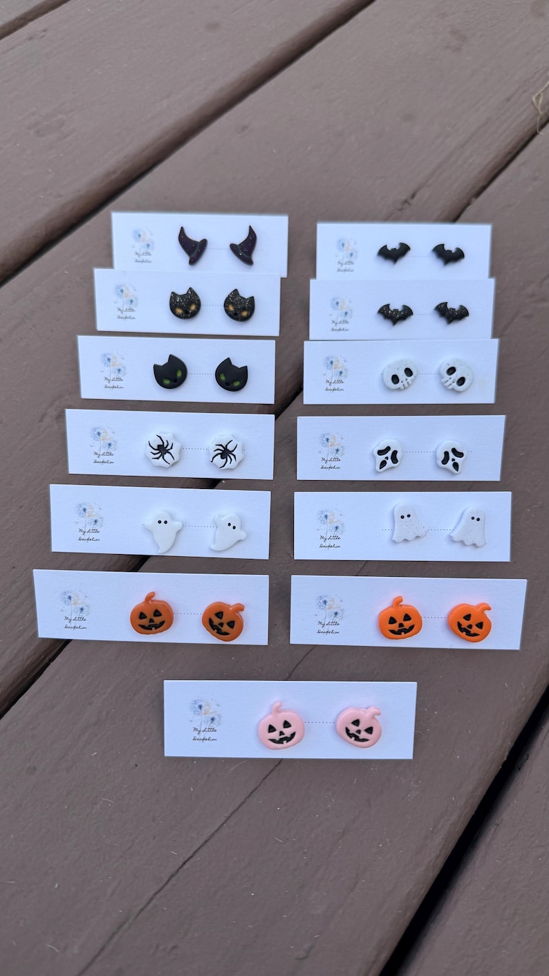 Halloween Clay Stud Earrings: Polymer Clay Spooky Jewelry image 8