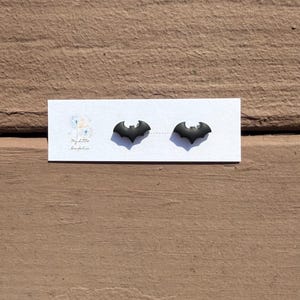 Halloween Clay Stud Earrings: Polymer Clay Spooky Jewelry black bats
