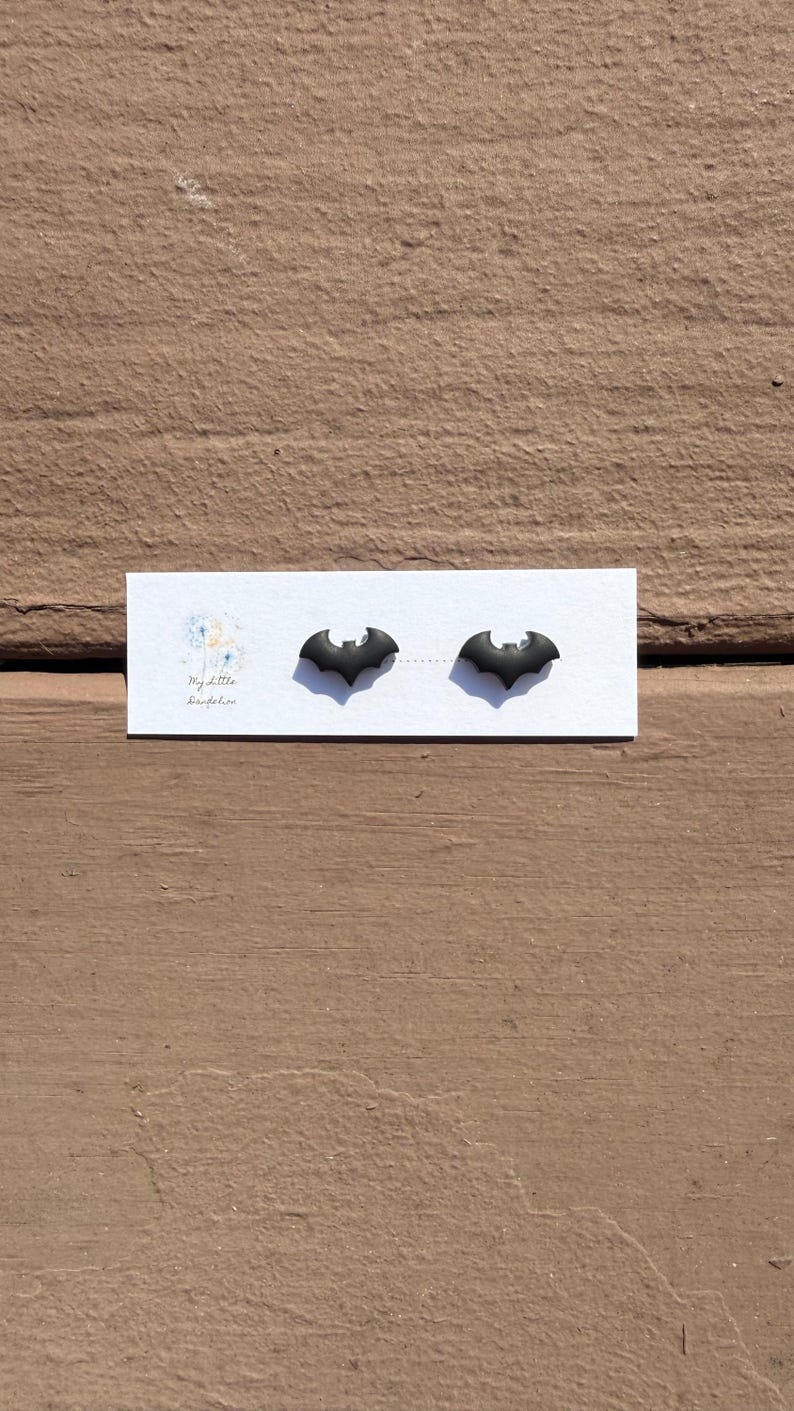 Halloween Clay Stud Earrings: Polymer Clay Spooky Jewelry black bats