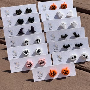 Halloween Clay Stud Earrings: Polymer Clay Spooky Jewelry image 2