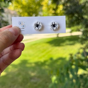 Halloween Clay Stud Earrings: Polymer Clay Spooky Jewelry spiders