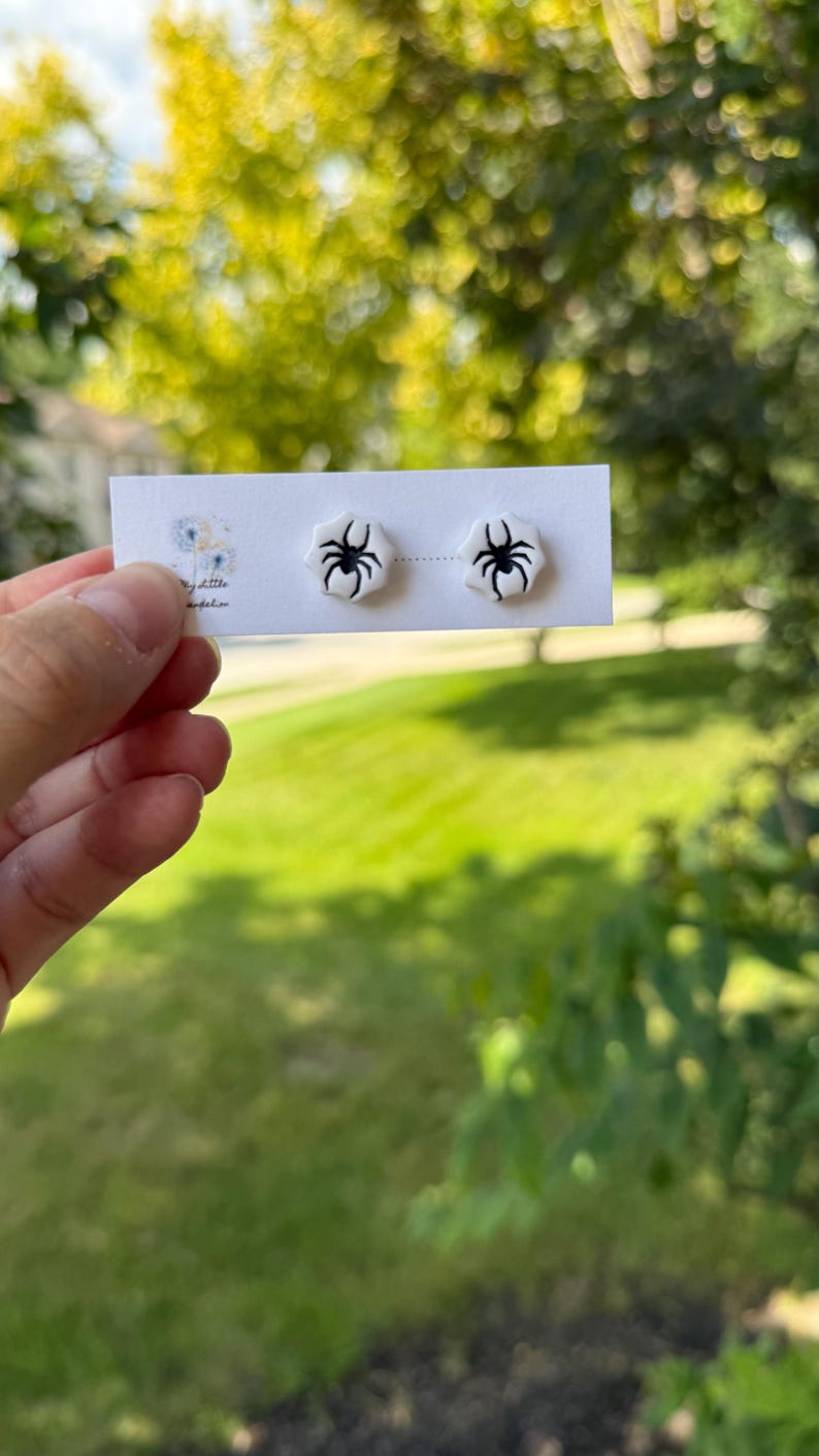 Halloween Clay Stud Earrings: Polymer Clay Spooky Jewelry spiders