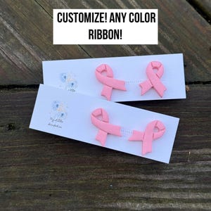 Breast Cancer Awareness Ribbon Earrings: Handmade Polymer Clay Studs Also available in other colors