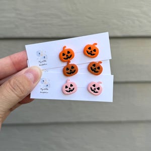Halloween Clay Stud Earrings: Polymer Clay Spooky Jewelry burnt orange 🎃