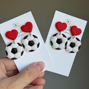 Customizable Soccer Earrings: Polymer Clay Studs, Team Colors