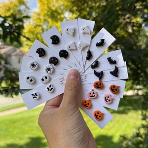 Halloween Clay Stud Earrings: Polymer Clay Spooky Jewelry image 3