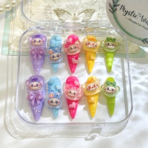 Labubu Wonderland Carnival – Handmade Kawaii 3D Press-On Nails