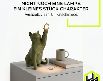Verspielte LED-Katzenlampe mit leuchtender Pfote (25 cm)